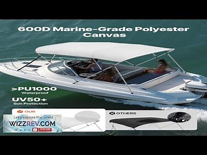 4 Bow Boat Bimini Tops 96"Lx(85"-90")W x 54"H Awning Canopy Light Grey Review