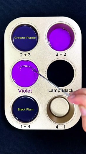 Create 4 colors from 2 colors: Violet + Lamp Black #asmr #mix #colormixing #relaxing #colors #art
