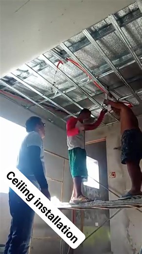 Layout steps and ceiling installation #ceilinginstallation #stepsandriser #KAMANGYAN #constructionlife | Ponce Cera