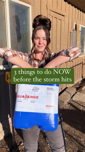Gubba Homestead on Instagram: "Are you READY for the winter storm? Three things you can do today: Before the snow hits, I always start with water. Even if you never lose power, pressure can drop, pipes can freeze, and access can change fast. Filling containers with water is one of the simplest ways to give your household breathing room. It costs nothing, takes minutes, and buys peace of mind. I can water whenever I have extra space in my canners for this reason exactly. Next is light. When flash