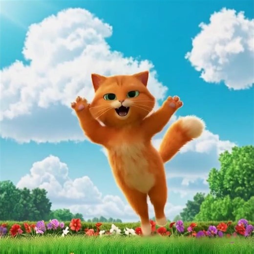 Adorable Cartoon Cat Jumps with Joy | Cute Animated Cat Moments