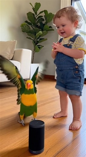 5.9K views · 207 reactions | Baby vs parrot dance party…  #TinyEthan #ParrotDance #BabyMoves #FunnyShorts #viralfunny | Futbol eğlencedir | Facebook