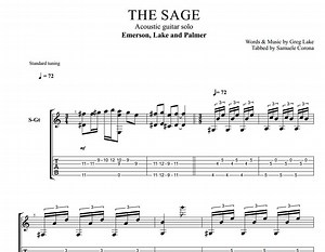The Sage - Guitar solo with TAB - Emerson, Lake & Palmer