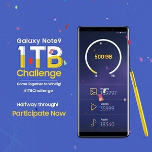 We’ve reached the halfway mark. Just another half to go! Have you taken the #1TBChallenge yet? Participate now and stand a chance to win three 1TB ready #GalaxyNote9 phones. Send us as many images, videos and audio files on WhatsApp by clicking on: https://bit.ly/2Sq2FCO | Samsung