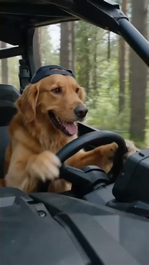 HILARIOUS Golden Retriever Drives Off-Road UTV! Dogs Go Mudding 🐾#shorts #dog