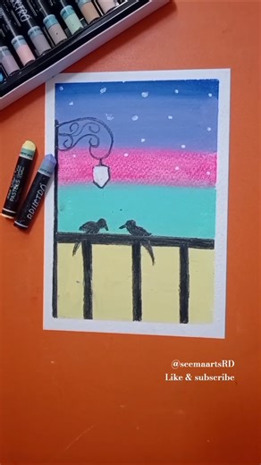 Two Birds Love Drawing 🐦❤️| Oil Pastels Art #artist #artutorial #artshorts