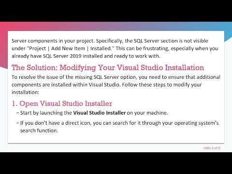 Resolving the Missing SQL Server Issue in Visual Studio 2019