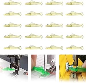 Sewing Machine Needle Threader Fish Mouth Type, New Sewing Machine Needle, DIY Needle Threaders, Automatic Threading Aid Needle Threader Tool (Yellow 20 pcs)