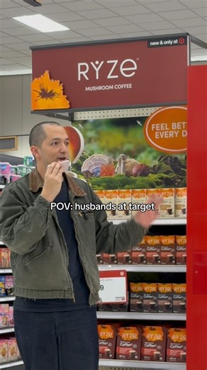 He’s trying his best okay 👀😬 #mushroomcoffee #target #husbands #coffee