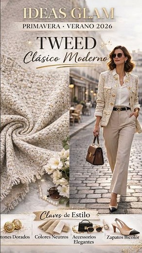 Tweed tendencia 2026, chaquetas de tweed mujer, moda elegante 2026.
