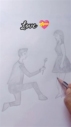 Romantic propose scenery//Pencil drawing//#drawing #youtubeshorts #viralshort ....