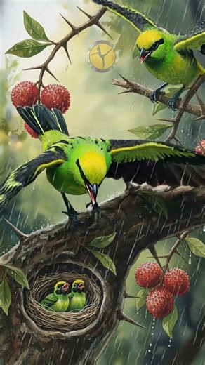 Lluvia y Aves que Sanan la Mente. #pazinterior #lluvia #pájaros #shorts