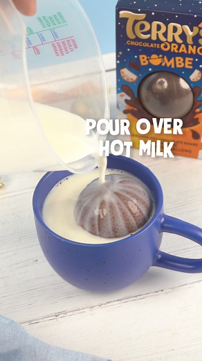 Say hello to our NEW Terry’s Chocolate Orange Bombe! 💣 The perfect comfort drink, done the Terry’s way 🍊 All you need to do is pour over some hot milk and watch the magic happen✨ You’ll have delicious orange marshmallows appearing before your eyes before you know it 👀 Available in Asda, Ocado, Poundland, B&M Stores, Heron Foods, and One Stop. | Terry's Chocolate