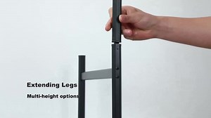 MUKE Table for Grill, 23.7 in. Camping Table, Power-Coated Steel Rectangular Picnic Tables, Adjustable Height, Mesh Bag HD-ADJBLK-S