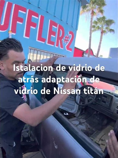 Demonstrating how to install a rear window on a 1995 Chevy, adapting the glass from a Nissan Titan