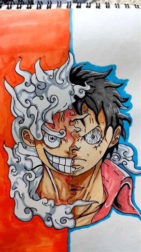 Luffy drawing with normal doms colour pencil#goldenbrown