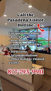 13K views · 66 reactions |  Call the Pasadena Visitor Hotline at 877-793-9911 for any and all questions about: • Rose Parade • Rose Bowl Game • Game day activities • Dining • Directions • Accommodations • Other holiday-related events | Rose Parade | Facebook