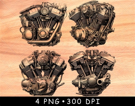 Motorcycle Engine PNG Bundle for Laser Engraving | V-twin Engine Art for Garage Decor | Mechanical Bike Motor PNG for Wood Projects - Etsy