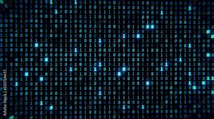 4k Screen close up digital computer numbers. Blue digital binary data on computer screen loopable. 3d render Stock Video