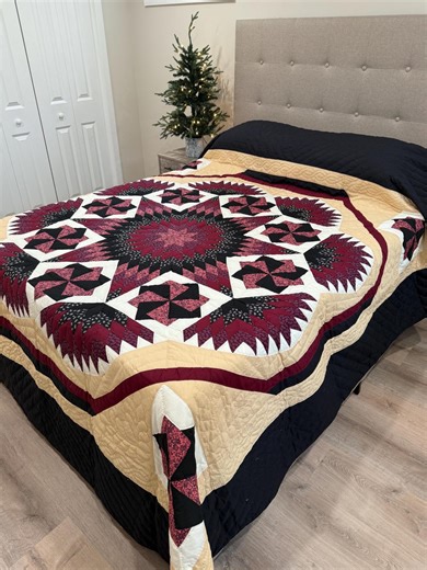 New Amish Feathered Star Quilt