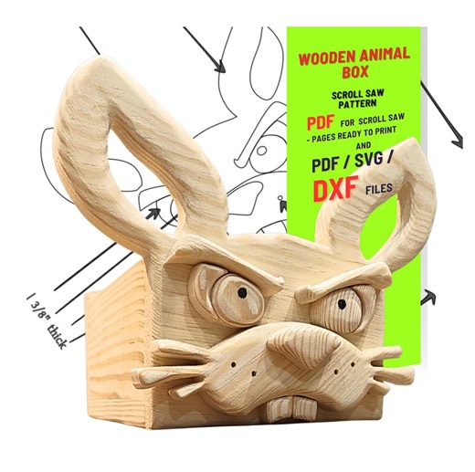 Wooden Animal Box Scroll Saw Pattern (PDF , SVG , DXF) Bunny No.1 - Etsy UK