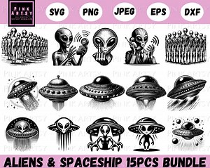 Alien Spaceship SVG Bundle: UFO Cliparts for Cricut (digital Download) - Etsy