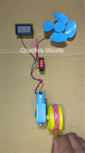 Running a Metal Gear Motor Powering Into Voltmeter & DC Fan Motor _ DC Motor #dcmotor #tech #shorts