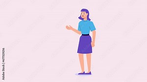 lip syncing Facial Animation for narration. female character speaking, copy space for text. animated footage 2d flat cartoon style. talking mouth, lips expressions, articulation