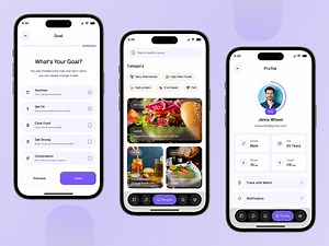 Nutrition Tracker App – Goal Setup, Recipes & Profile UI