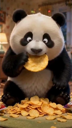 Funny Panda Eating Chips | Chair Breaks! 😂 Cute Panda Cartoon | Kids YouTube Shorts #funnyanimals