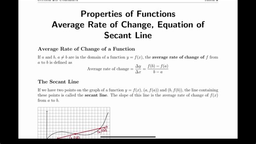 Precalculus 07.5——函数的平均变化率和割线（英文字幕）