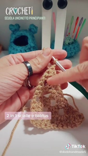 Tutorial: 2 in 1 Scialle e Baktus all'Uncinetto