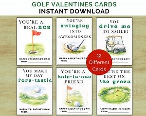 Golf Valentine Cards, 12 Printable Golf Kids Valentines, Valentines Boyfriend, Classroom Valentine Exchange Boys Valentines Sports Valentine - Etsy