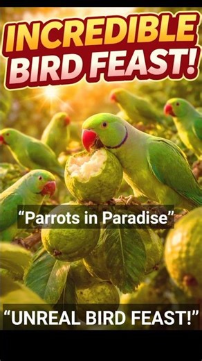 Wild Parakeets Feasting on Guava Tree – Unreal Nature Moment