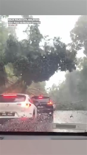 AccuWeather | Dashcam footage captured the moment cars narrowly avoided being hit by rocks as heavy rain caused a landslide in Malaysia. No casualties... | Instagram