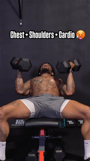 Chest Shoulder Workout - Dumbbell Cardio. #workout #chestworkout #Shouldersworkout #delts #homeworkout | Omar.fit