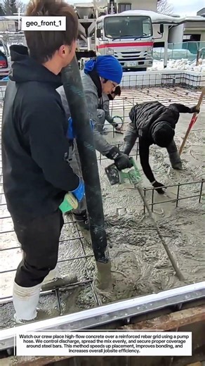 High-Flow Concrete Slab Pour with Rebar Grid | Pumping & Leveling in Real Time