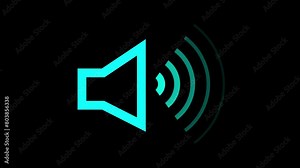 sound icon audio music speech frequency speaker animation and black background. Volume waveform with sound wave animated.