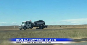 US 395 open at county line after multi-car crash
