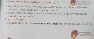 Higher Order Thinking Questions (HOTS) :1. How does the story ... | Filo