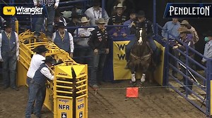 #TeamWrangler's Will Lummus and Riley Duvall split the Steer Wrestling win in Round 4 with a time of 3.9 seconds and these high school buddies sure are having fun along the way. Pendleton Whisky | Wrangler Western