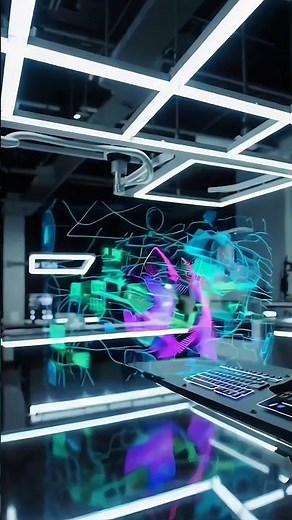 Sci-Fi Futuristic Lab with Holographic Projection