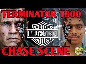 Terminator 2- Arnold in 'Harley Davidson fat boy' chase scene -1080P HD