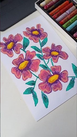 how to draw flowers with oil pastel tutorial #art