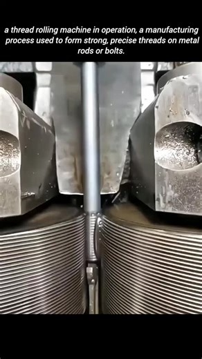 Information | science | technology on Instagram: "This video shows a thread rolling machine in operation, a powerful manufacturing process used to form strong, precise threads on metal rods or bolts without cutting away material. Instead of removing metal, the machine applies controlled pressure through hardened rolling dies, forcing the material to flow and shape itself into perfectly defined threads. What looks simple on the surface is actually a highly refined balance of force, alignment, and