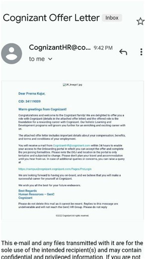 Cognizant Sending Offer Letter to shortlisted candidates #cognizant #jobupdates4u #jobsforengineers