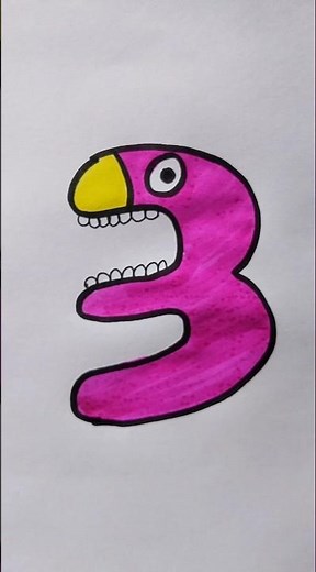 Easy Number Art For Kids #number #drawing #kidstvforfun #viral #art #three #kids #kidsvideo
