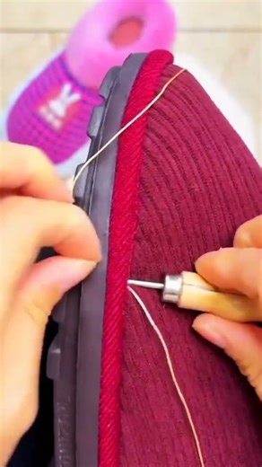 the correct way to sew shoe soles using thread and a needle