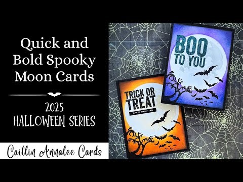 Instant Halloween Magic: Distress Ink-Blended Moon + Embossing Powder Cards in Minutes