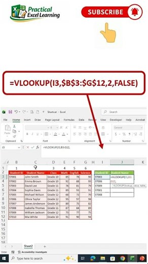 Find Student Names with Vlookup in Excel 2021 #excel2021 #excel #spreadsheetmagic